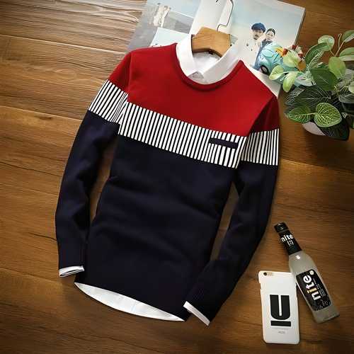 Cotton Blend Color Block Full Sleeves T-Shirts