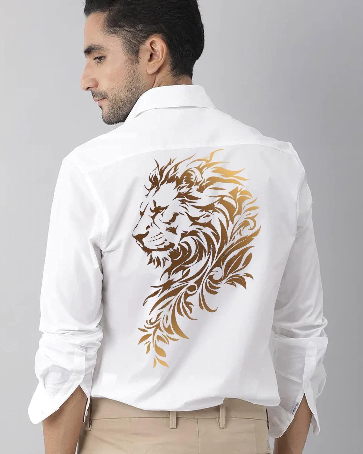 Mens White Cotton Printed Shirt