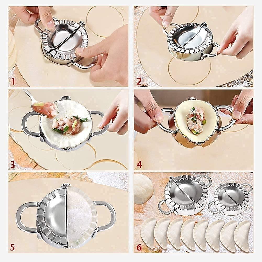 Swadish Momos Maker-Stainless Steel Dumpling Maker Momos Maker Dough Press Mold Wrappers Dough Cutter for Kitchen Making Tools