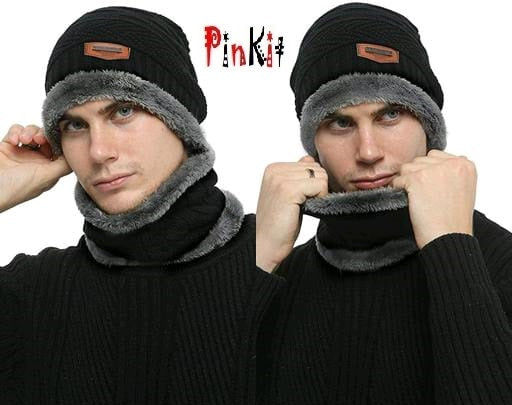 Unisex Winter Knit Beanie Cap Hat Neck Warmer Scarf