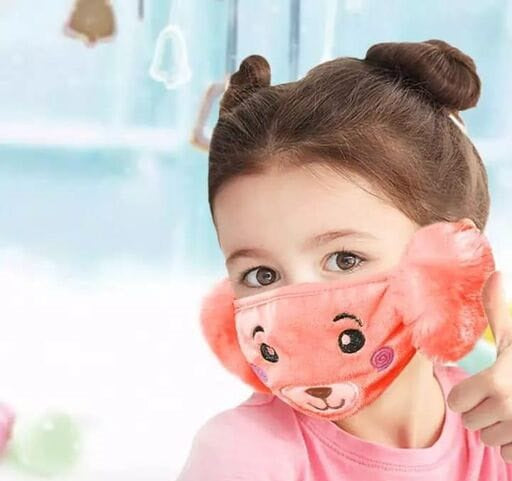 Winter Woolen Mask Fleece & Fur Winter Riding Earmuffs Kids Mask