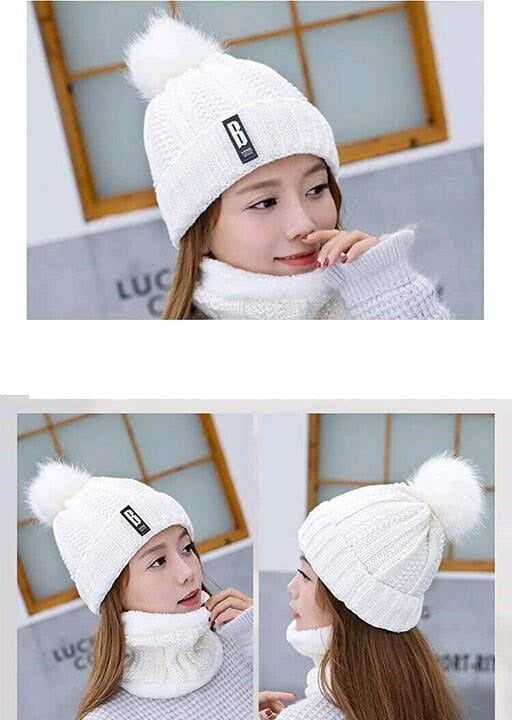 Women's  Winter Soft Warm 1 Set Snow Proof Ball Cap / Woolen Beanie Cap with Scarf