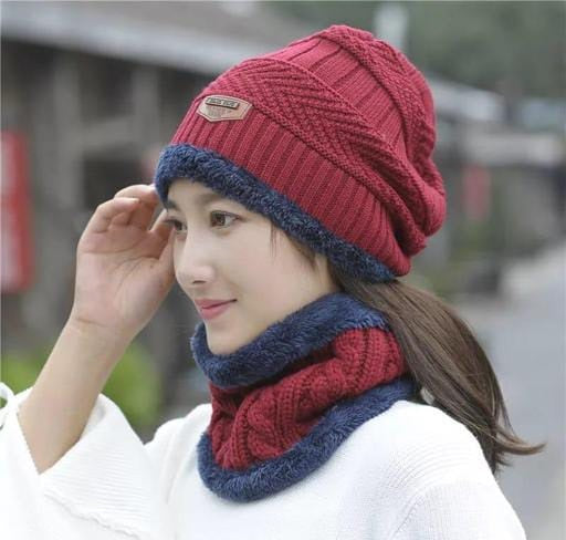 Unisex Winter Knit Beanie Cap Hat Neck Warmer Scarf