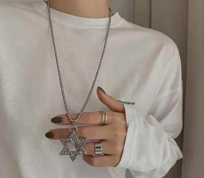 Six-Pointed Star Stainless Titanium Steel Pendant Necklace