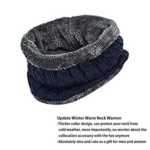 Winter Knit Neck Warmer Scarf and Set Skull Cap for Men Women Winter Cap 2 Piece Combo Pack