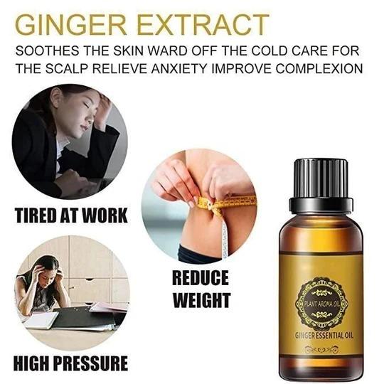 Belly Drainage Ginger Oil, Slimming Tummy Ginger Oil, Ginger Essential Oil for Swelling and Pain Relief, Care for Skin (30ML) (Pack Of 2)