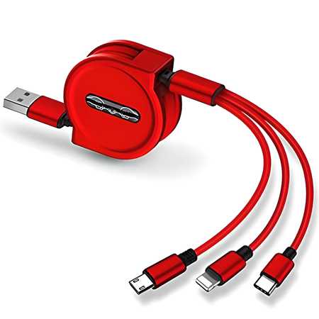 Multiple Charging Cable 4Ft/1.2m 3-in-1 USB Charge Cord Compatible