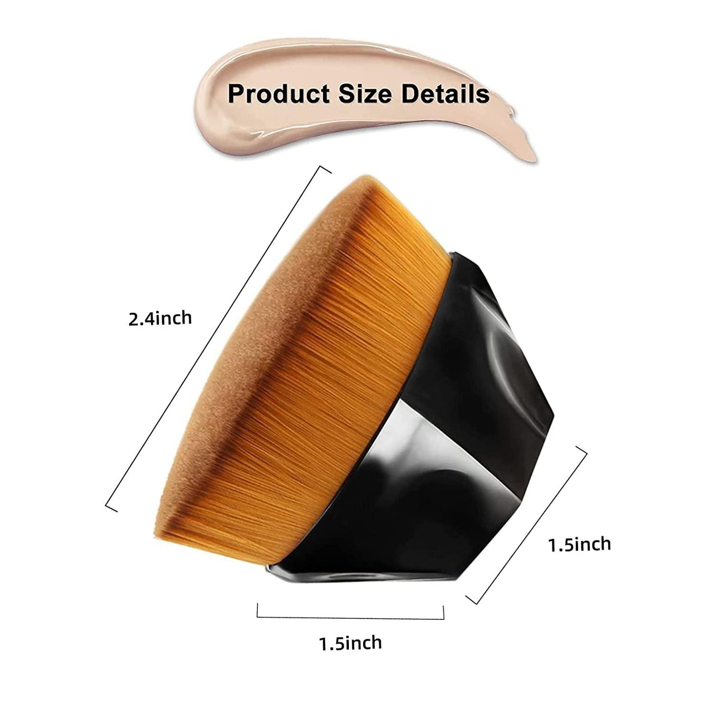 Foundation Makeup Brush Flat Top Hexagon Face Blush Liquid Powder Foundation Brush for Blending Liquid (Black) (Pack of 1)