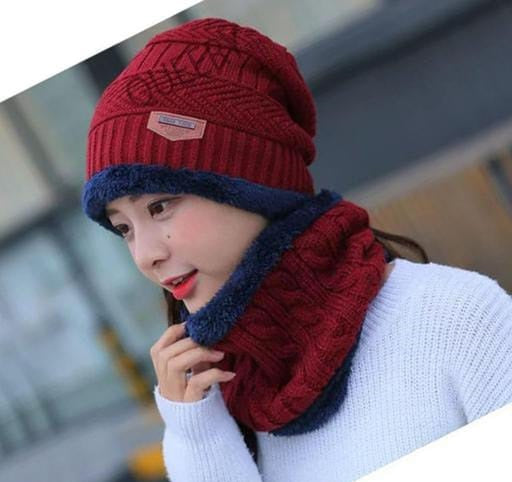 Unisex Winter Knit Beanie Cap Hat Neck Warmer Scarf