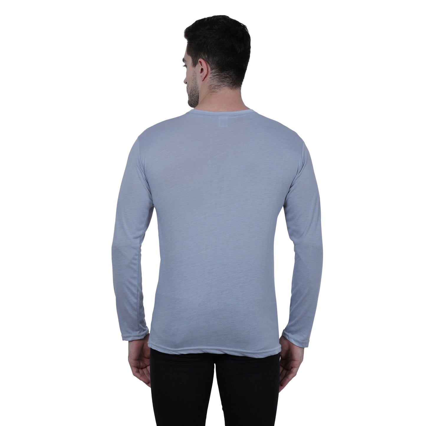 Cotton Blend Solid Full Sleeves Men's Stylish Tshirt