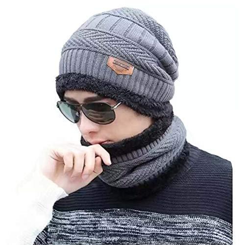 Winter Knit Neck Warmer Scarf and Set Skull Cap for Men Women Winter Cap 2 Piece Combo Pack