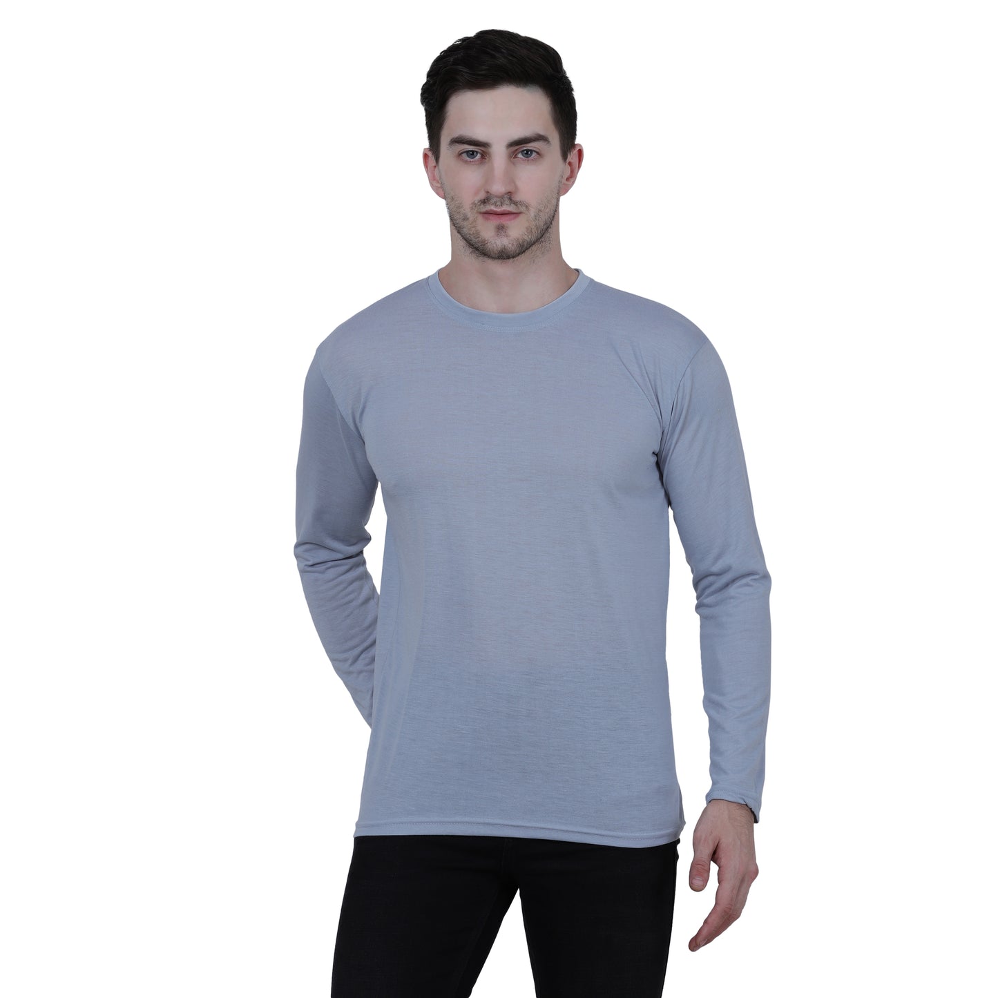 Cotton Blend Solid Full Sleeves Men's Stylish Tshirt