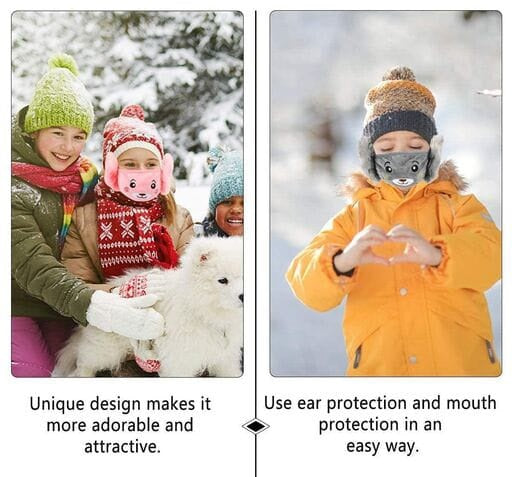 Winter Woolen Mask Fleece & Fur Winter Riding Earmuffs Kids Mask