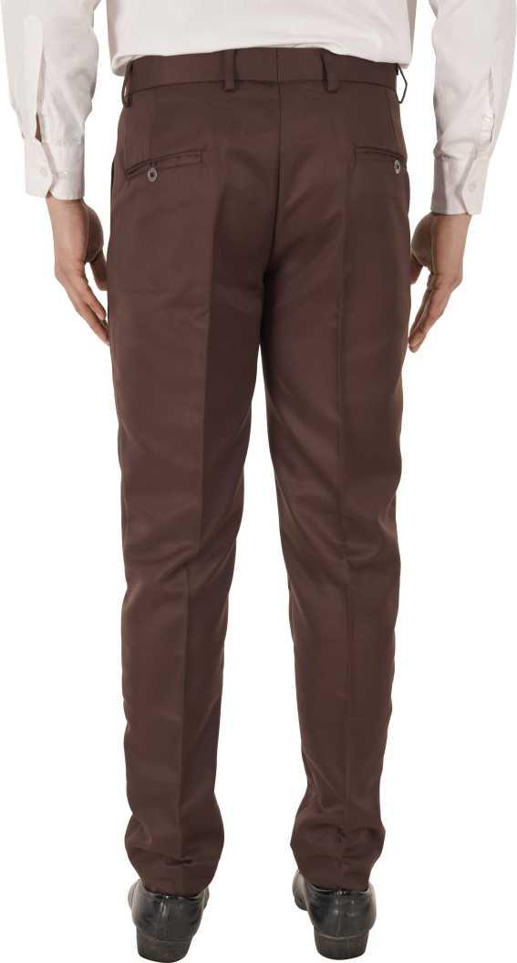 Lycra Blend Solid Regular Fit Mens Formal Trousers