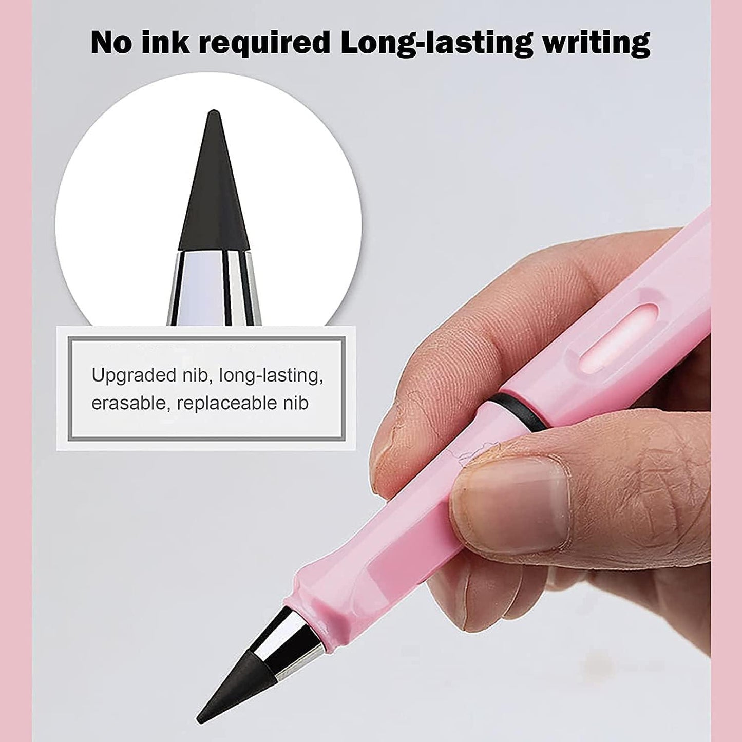 Everlasting Inkless Pencils Portable Reusable and Erasable Metal Writing Pens Replaceable Graphite Nib Triangle Golf Stationary Set (Pack of 4)