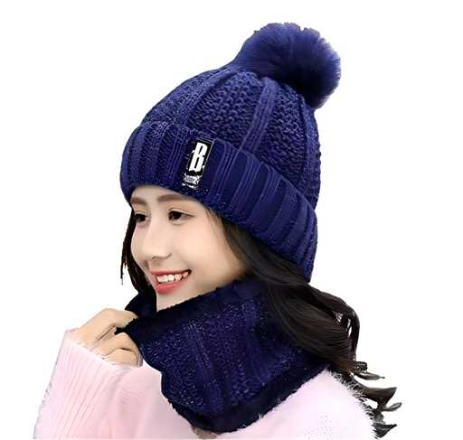 Women's  Winter Soft Warm 1 Set Snow Proof Ball Cap / Woolen Beanie Cap with Scarf