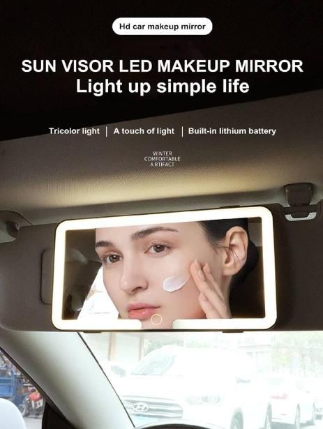 Rechargeable Car Makeup Mirror with LED Lights (Pack Of 1)