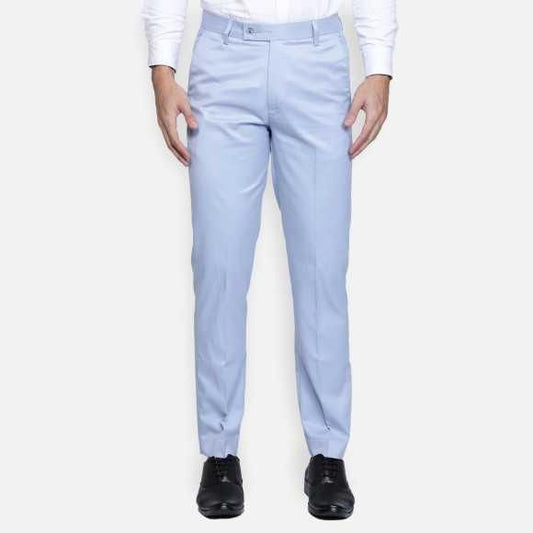 Lycra Blend Solid Regular Fit Mens Casual Trousers